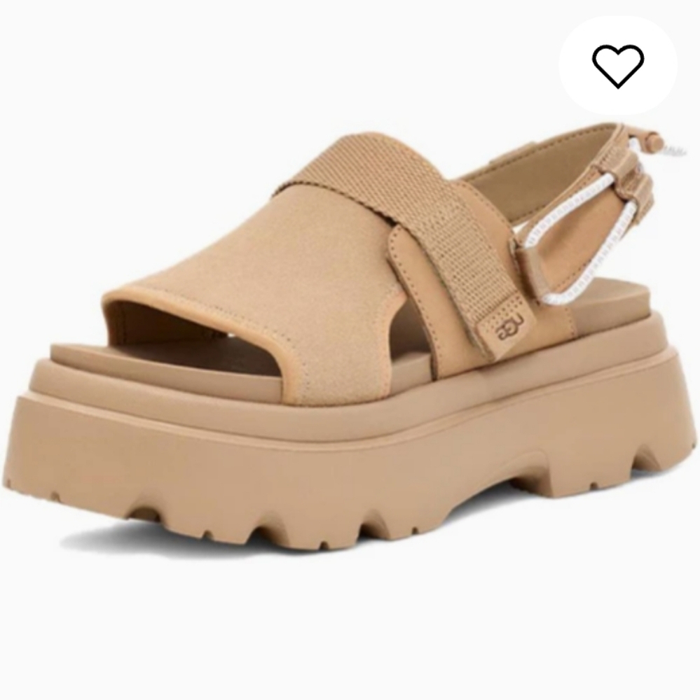 Ugg Cady Plateform Sandals In Sand Suede Leather Designer Summer Walking Shoe 78 - Picture 2 of 11